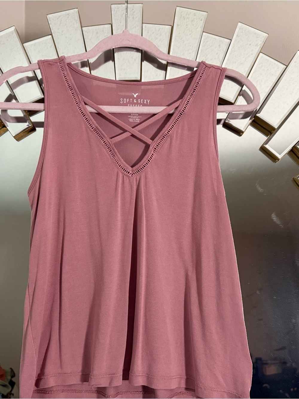 American Eagle Outfitters Mauve Cross-Strap V-Neck Tank